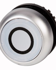 Illuminated push button front M22 labeled white M22-DL-W-X0